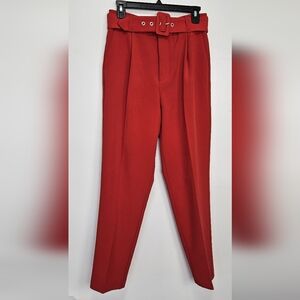 Lulu's Bold Red Belted Trousers